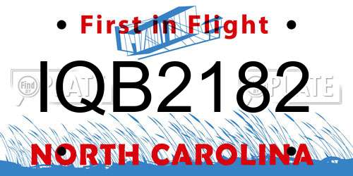 IQB2182 North Carolina License Plate
