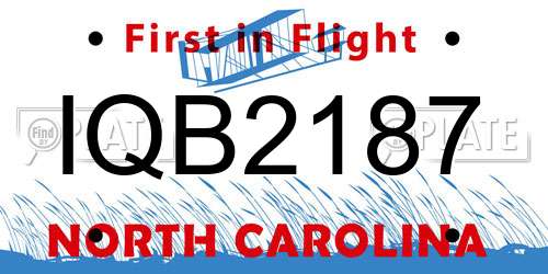 IQB2187 North Carolina License Plate
