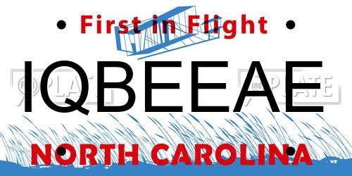 IQBEEAE North Carolina License Plate