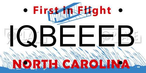 IQBEEEB North Carolina License Plate