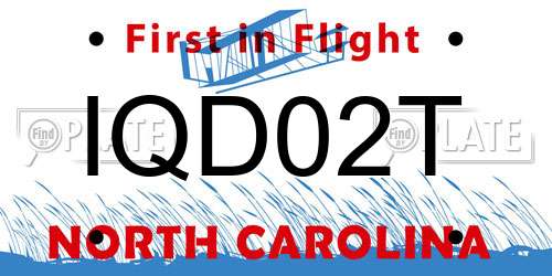 IQD02T North Carolina License Plate
