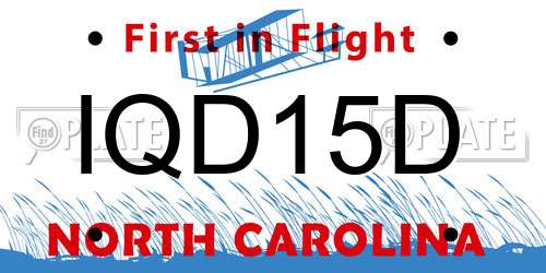 IQD15D North Carolina License Plate