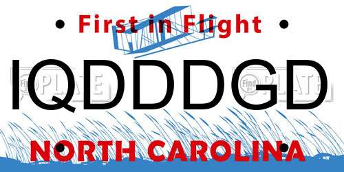 IQDDDGD North Carolina License Plate