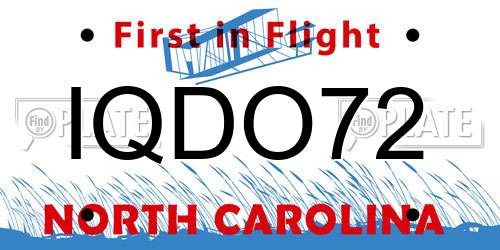 IQDO72 North Carolina License Plate