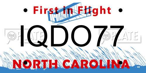 IQDO77 North Carolina License Plate