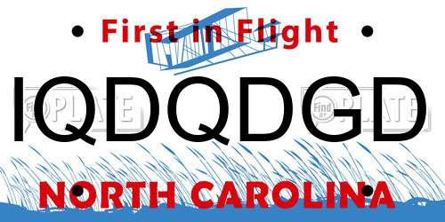 IQDQDGD North Carolina License Plate