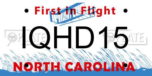 IQHD15 North Carolina License Plate