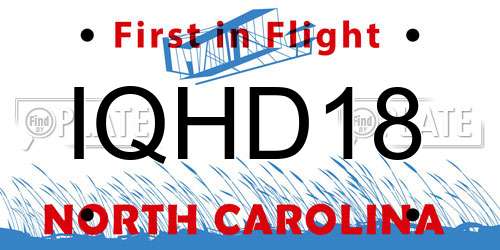 IQHD18 North Carolina License Plate