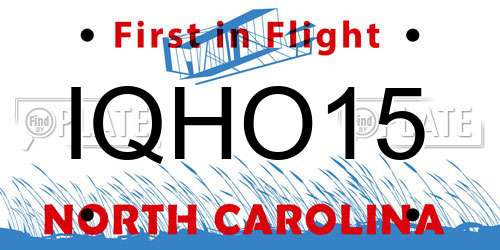 IQHO15 North Carolina License Plate