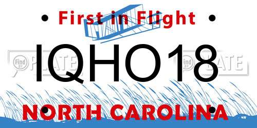 IQHO18 North Carolina License Plate