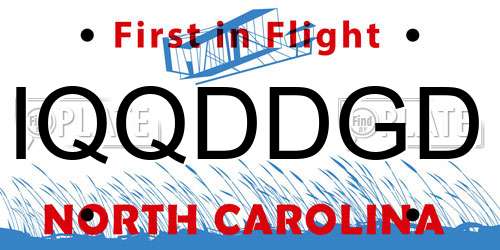 IQQDDGD North Carolina License Plate