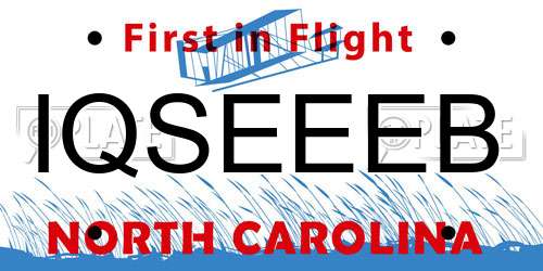 IQSEEEB North Carolina License Plate