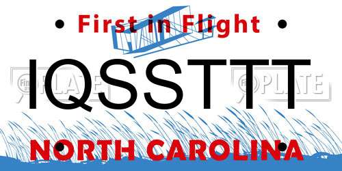IQSSTTT North Carolina License Plate