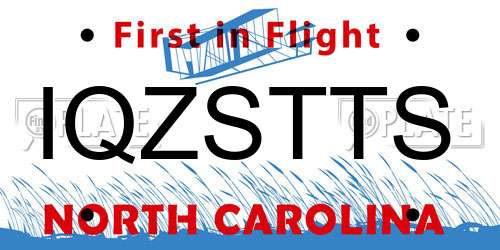 IQZSTTS North Carolina License Plate