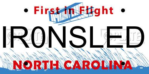 IR0NSLED North Carolina License Plate