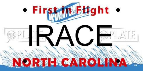 IRACE North Carolina License Plate