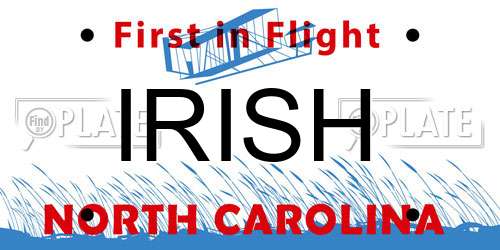 IRISH North Carolina License Plate