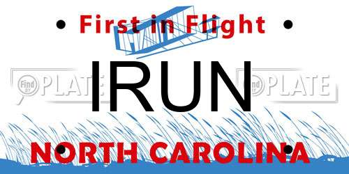 IRUN North Carolina License Plate