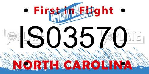 IS03570 North Carolina License Plate