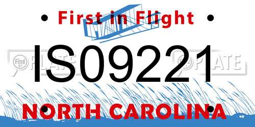 IS09221 North Carolina License Plate