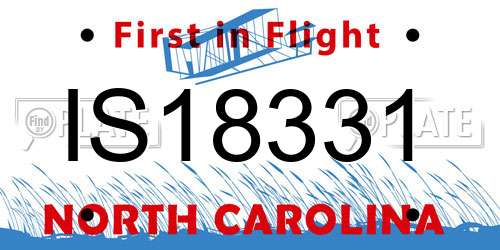 IS18331 North Carolina License Plate