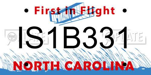 IS1B331 North Carolina License Plate