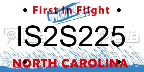 IS2S225 North Carolina License Plate