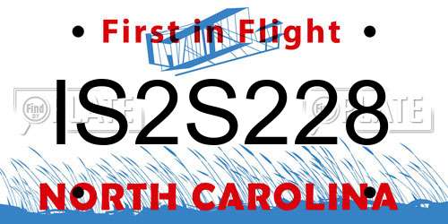 IS2S228 North Carolina License Plate