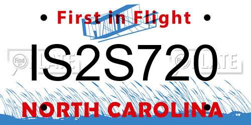 IS2S720 North Carolina License Plate