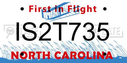 IS2T735 North Carolina License Plate