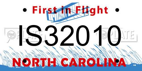 IS32010 North Carolina License Plate