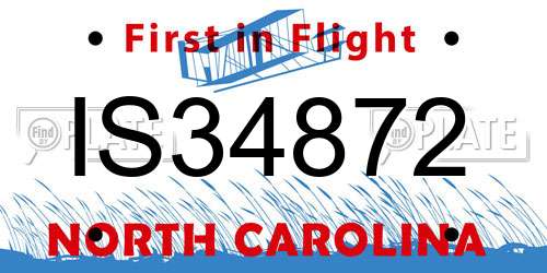 IS34872 North Carolina License Plate