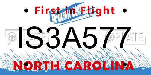 IS3A577 North Carolina License Plate