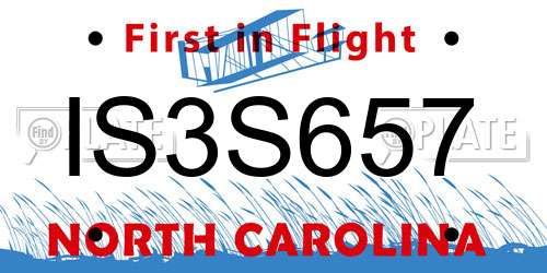 IS3S657 North Carolina License Plate