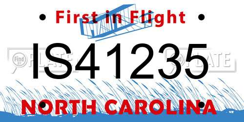 IS41235 North Carolina License Plate