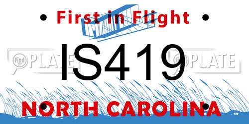 IS419 North Carolina License Plate