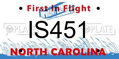 IS451 North Carolina License Plate