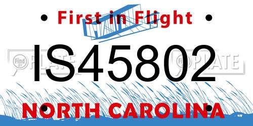 IS45802 North Carolina License Plate