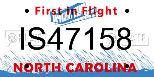 IS47158 North Carolina License Plate