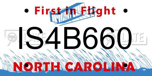 IS4B660 North Carolina License Plate
