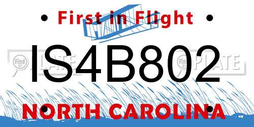 IS4B802 North Carolina License Plate