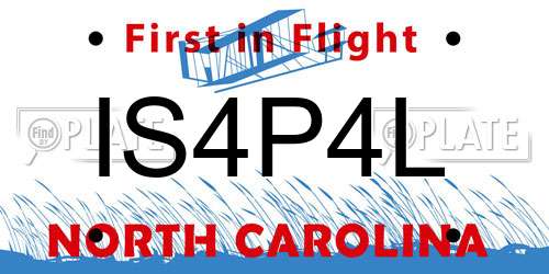 IS4P4L North Carolina License Plate