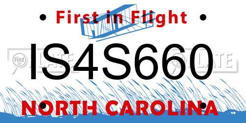 IS4S660 North Carolina License Plate