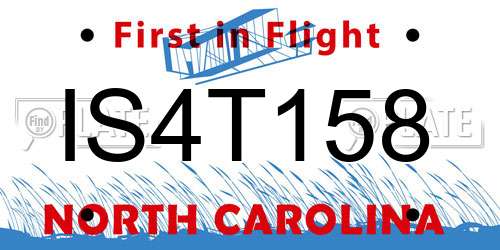IS4T158 North Carolina License Plate