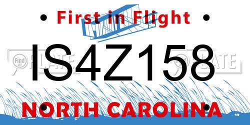 IS4Z158 North Carolina License Plate