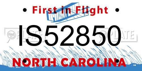 IS52850 North Carolina License Plate