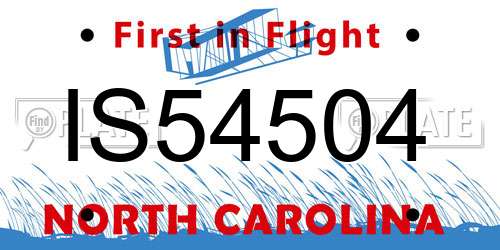 IS54504 North Carolina License Plate