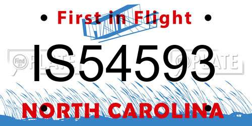 IS54593 North Carolina License Plate