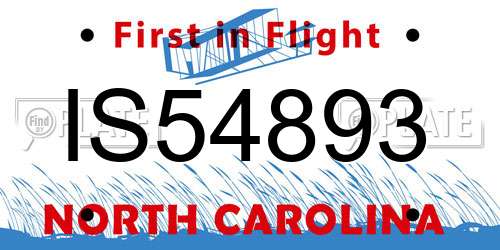 IS54893 North Carolina License Plate