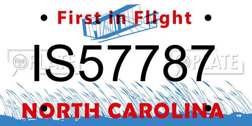IS57787 North Carolina License Plate